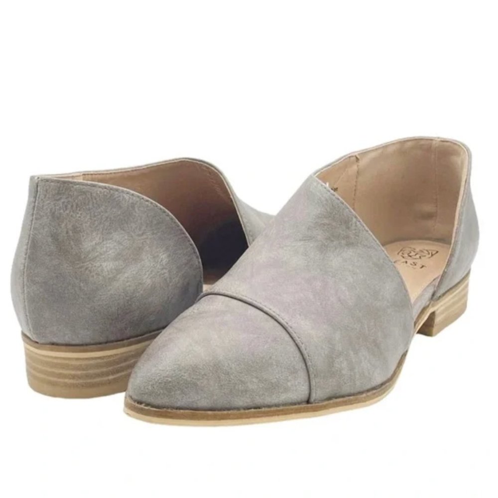 Beast Fashion Carter Shoe in Gray Stone Side Cutout Pointed Toe Flats Sz 8